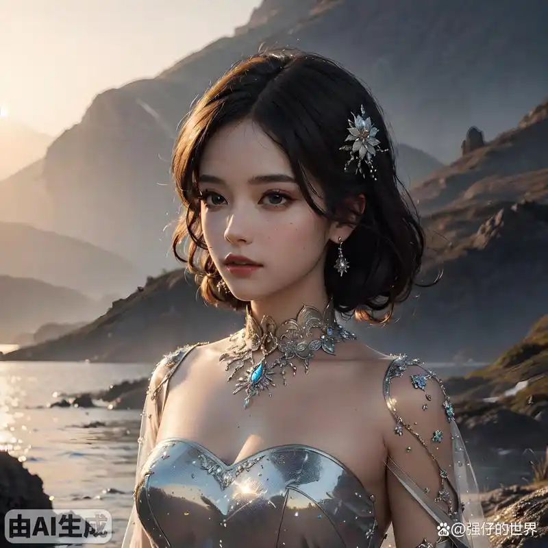 火山的,神圣光芒,超凡脱俗的美女