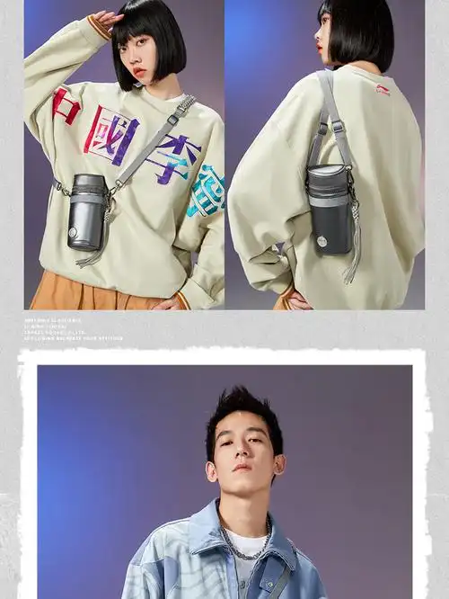 李宁单肩包斜挎包桶包ablr152肖战同款