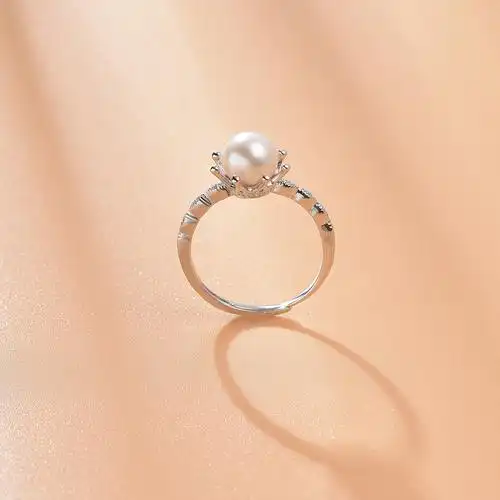 京润珍珠戒指灵韵 s925银淡水珍珠7-8mm圆形