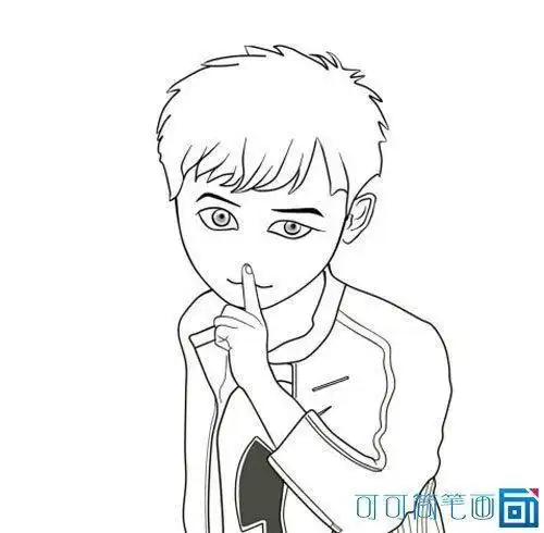 嘘手势的简笔画