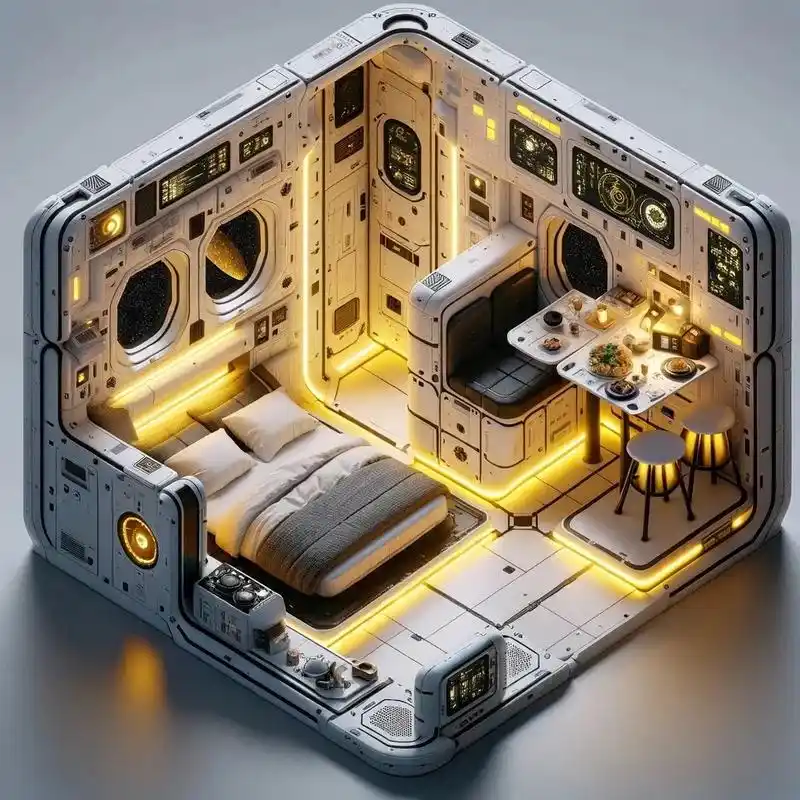 003:「追光者」小型民用飞船的内部设计.「追光者」是由人工 - 抖音