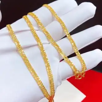 小腰金 黄金项链男士足金9999实心足金牛仔链配吊坠老板链新款式时尚