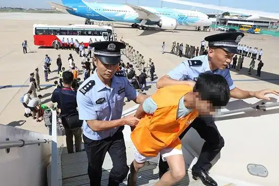 嫌疑人被押解回国.