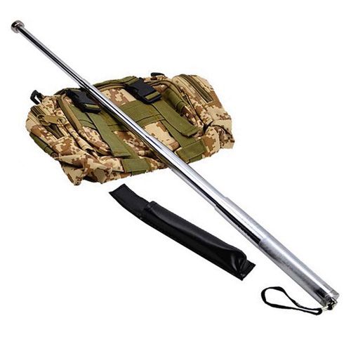 佧森滋防身大四节伸缩棍铁长棍4节棍防卫棍车载帅棍户外防身棍 普通胶