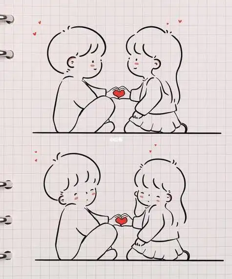 手绘小情侣简笔画可爱