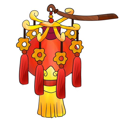 春节流苏灯笼插画图片