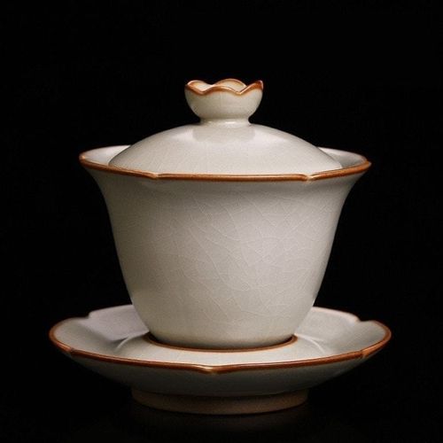 柏韵汝窑金丝开片三才盖碗可养泡茶碗家用可养盖碗茶碗正品