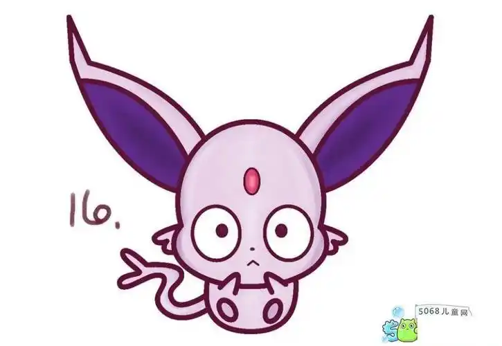 卡通太阳伊布神奇宝贝简笔画