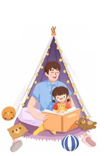 爸爸在帐篷内给女儿讲故事父亲节270636png图片素材