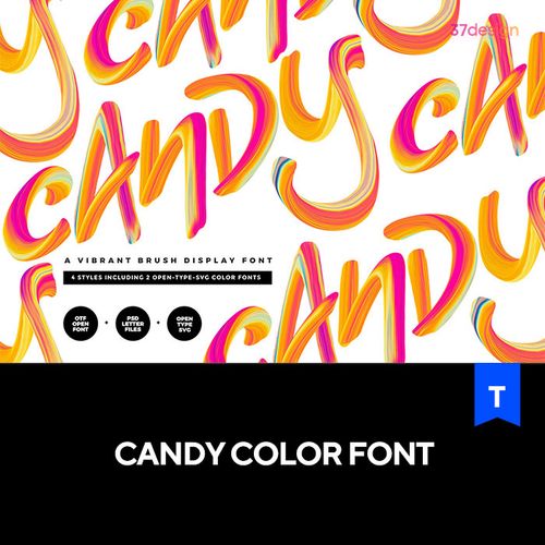 多彩手写英文字体糖果色笔刷风酷炫渐变字体海报杂志排版素材下载