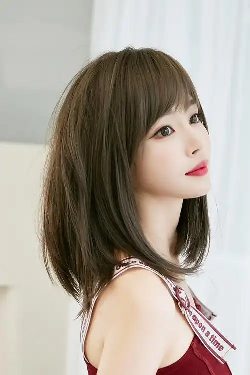 七街皇后假发女网红齐肩短发中长发圆脸直发造型修脸自然蓬松假发