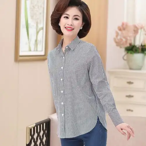 迪鲁奥diluao授权店铺妈妈秋装衬衣女长袖中年人40岁50中老年春秋衬衫