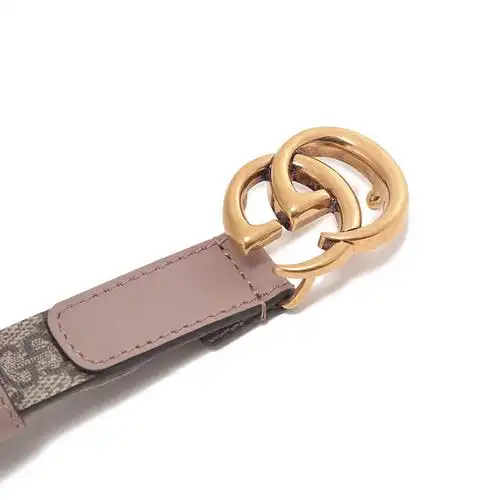 古驰gucci女士帆布皮革双g带扣不可裁剪窄版皮带腰带40941792tlc